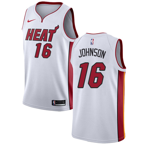 Men's Adidas Miami Heat #16 James Johnson Swingman White Home NBA Jersey