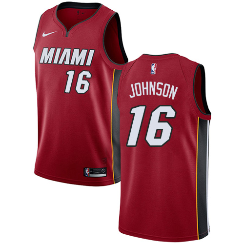 Men's Adidas Miami Heat #16 James Johnson Authentic Red Alternate NBA Jersey