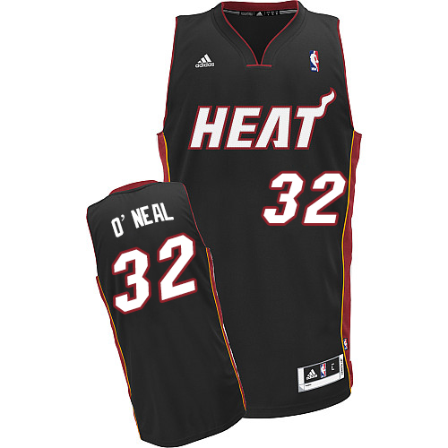 Men's Adidas Miami Heat #32 Shaquille O'Neal Swingman Black Road NBA Jersey