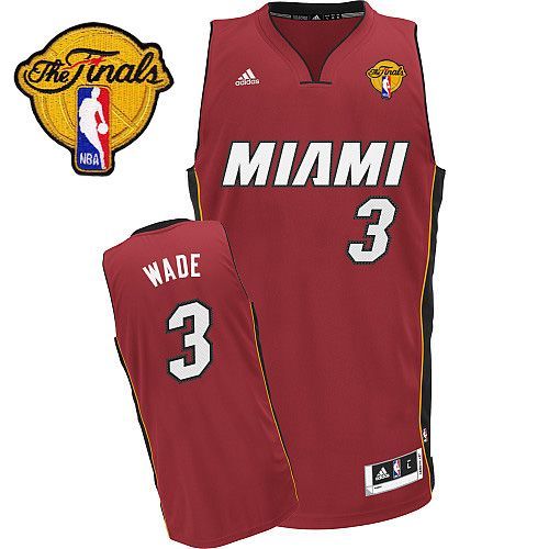 Men's Adidas Miami Heat #3 Dwyane Wade Swingman Red Alternate Finals Patch NBA Jersey