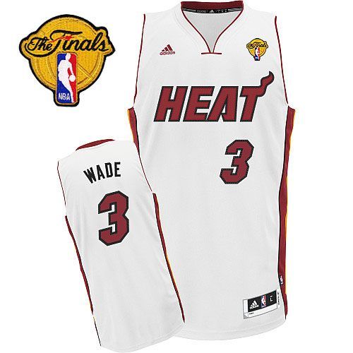 Youth Adidas Miami Heat #3 Dwyane Wade Swingman White Home Finals Patch NBA Jersey