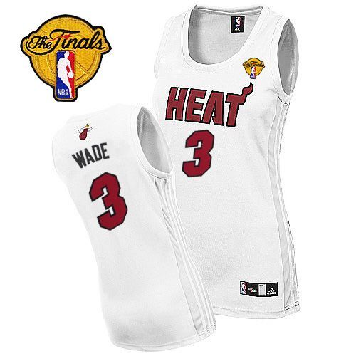 Women's Adidas Miami Heat #3 Dwyane Wade Authentic White Home Finals Patch NBA Jersey