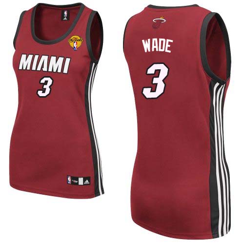 Women's Adidas Miami Heat #3 Dwyane Wade Authentic Red Alternate Finals Patch NBA Jersey