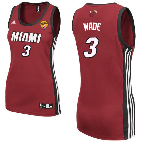 Women's Adidas Miami Heat #3 Dwyane Wade Swingman Red Alternate Finals Patch NBA Jersey
