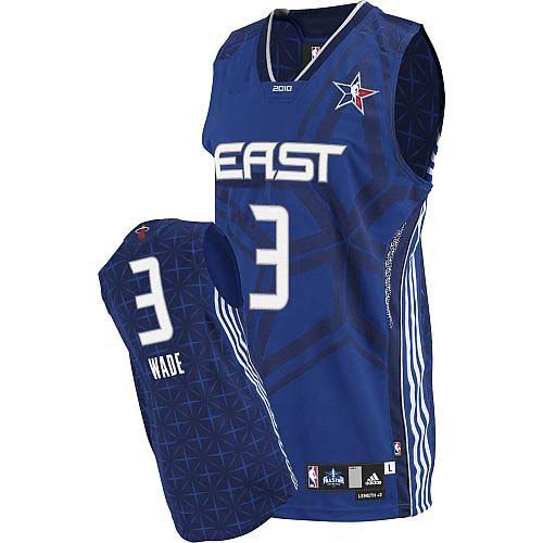 Men's Adidas Miami Heat #3 Dwyane Wade Authentic Blue 2010 All Star NBA Jersey