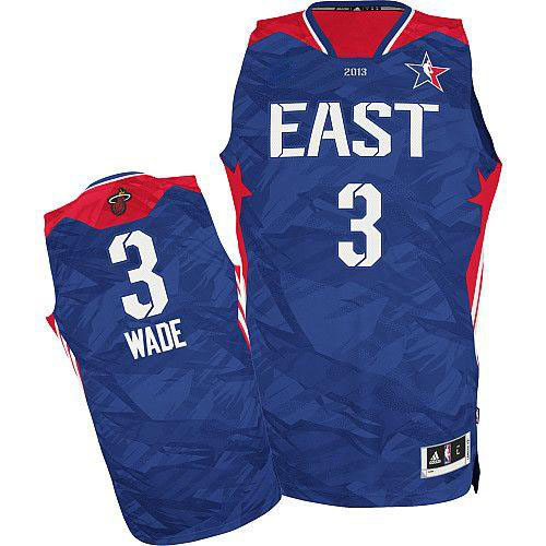 Men's Adidas Miami Heat #3 Dwyane Wade Authentic Blue 2013 All Star NBA Jersey