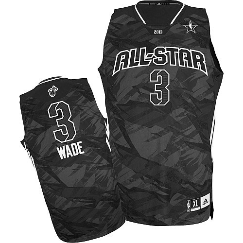 Men's Adidas Miami Heat #3 Dwyane Wade Authentic Black 2013 All Star NBA Jersey