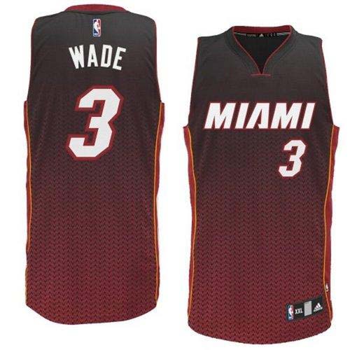 Men's Adidas Miami Heat #3 Dwyane Wade Authentic Black Resonate Fashion NBA Jersey