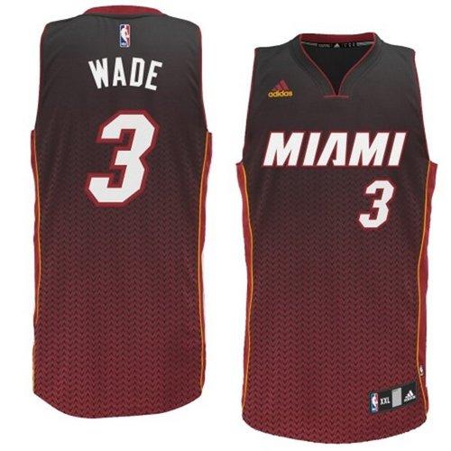 Men's Adidas Miami Heat #3 Dwyane Wade Swingman Black Resonate Fashion NBA Jersey