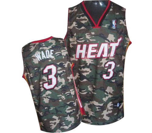 Men's Adidas Miami Heat #3 Dwyane Wade Authentic Camo Stealth Collection NBA Jersey
