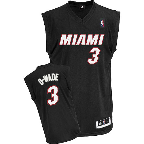 Men's Adidas Miami Heat #3 Dwyane Wade Authentic Black D-WADE Nickname NBA Jersey