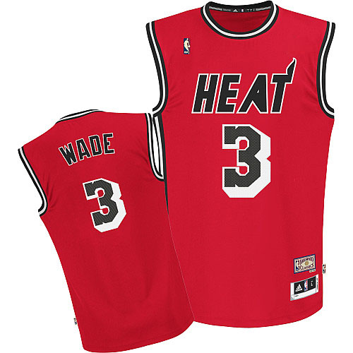 Men's Adidas Miami Heat #3 Dwyane Wade Authentic Red Hardwood Classics Nights NBA Jersey