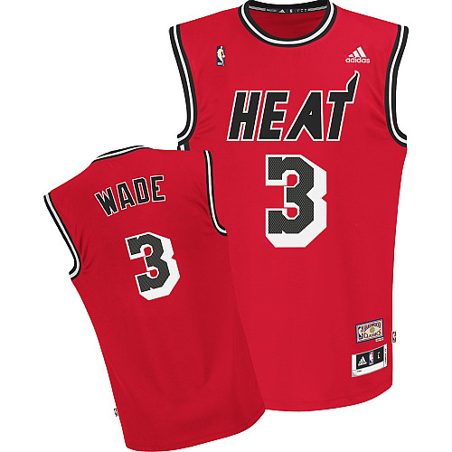 Men's Adidas Miami Heat #3 Dwyane Wade Swingman Red Hardwood Classics Nights NBA Jersey