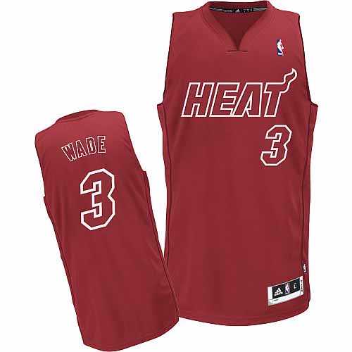 Men's Adidas Miami Heat #3 Dwyane Wade Authentic Red Big Color Fashion NBA Jersey