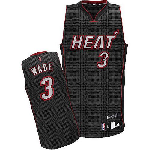 Men's Adidas Miami Heat #3 Dwyane Wade Authentic Black Rhythm Fashion NBA Jersey
