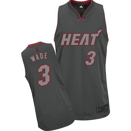 Men's Adidas Miami Heat #3 Dwyane Wade Authentic Grey Graystone Fashion NBA Jersey