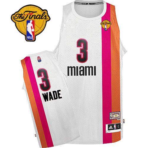 Men's Adidas Miami Heat #3 Dwyane Wade Authentic White ABA Hardwood Classic Finals Patch NBA Jersey