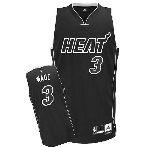 Men's Adidas Miami Heat #3 Dwyane Wade Authentic Black Shadow NBA Jersey