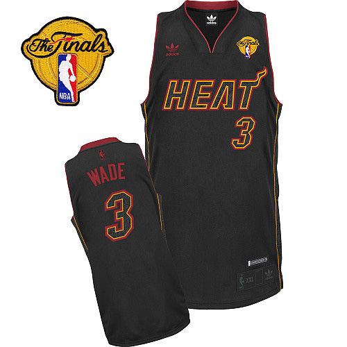 Men's Adidas Miami Heat #3 Dwyane Wade Swingman Black Carbon Fiber Fashion Finals Patch NBA Jersey