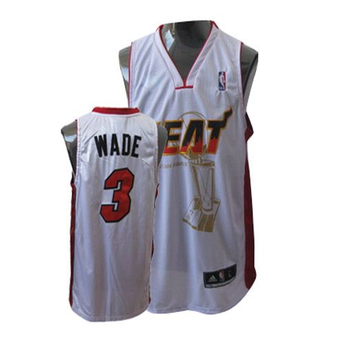 Men's Adidas Miami Heat #3 Dwyane Wade Authentic White Championship NBA Jersey