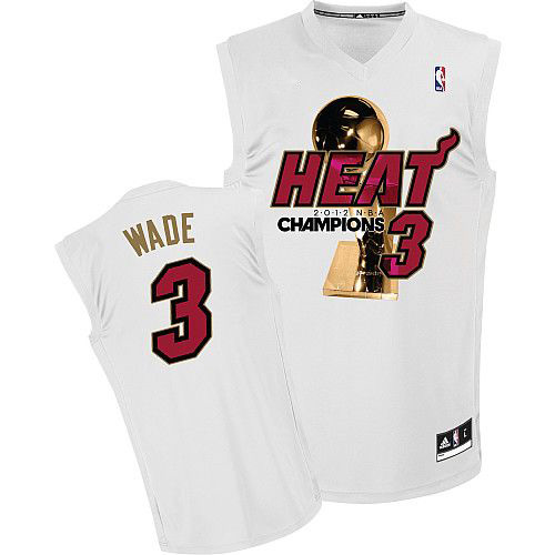 Men's Adidas Miami Heat #3 Dwyane Wade Authentic White Finals Champions NBA Jersey