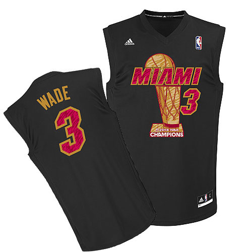 Men's Adidas Miami Heat #3 Dwyane Wade Swingman Black Finals Champions NBA Jersey