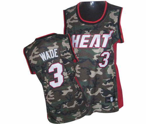 Women's Adidas Miami Heat #3 Dwyane Wade Swingman Camo Stealth Collection NBA Jersey