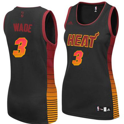 Women's Adidas Miami Heat #3 Dwyane Wade Swingman Black Vibe NBA Jersey