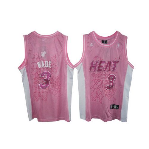 Women's Adidas Miami Heat #3 Dwyane Wade Authentic Pink Fashion NBA Jersey