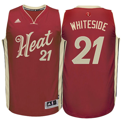 Men's Adidas Miami Heat #21 Hassan Whiteside Swingman Red 2015-16 Christmas Day NBA Jersey