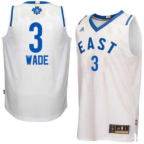 Men's Adidas Miami Heat #3 Dwyane Wade Authentic White 2016 All Star NBA Jersey