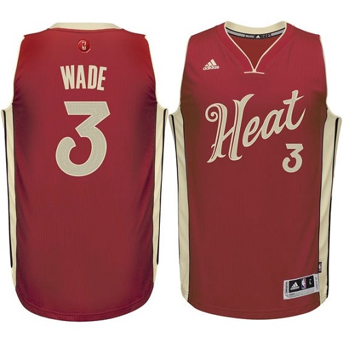 Youth Adidas Miami Heat #3 Dwyane Wade Authentic Red 2015-16 Christmas Day NBA Jersey