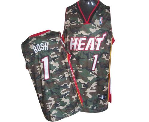 Men's Adidas Miami Heat #1 Chris Bosh Authentic Camo Stealth Collection NBA Jersey