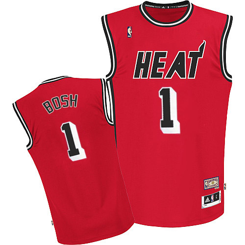 Men's Adidas Miami Heat #1 Chris Bosh Authentic Red Hardwood Classics Nights NBA Jersey