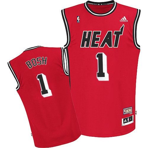 Men's Adidas Miami Heat #1 Chris Bosh Swingman Red Hardwood Classics Nights NBA Jersey
