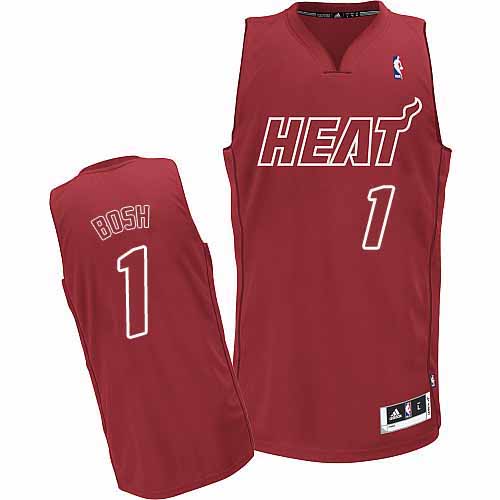 Men's Adidas Miami Heat #1 Chris Bosh Authentic Red Big Color Fashion NBA Jersey