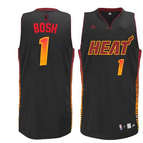 Men's Adidas Miami Heat #1 Chris Bosh Swingman Black Vibe NBA Jersey