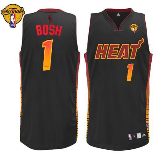 Men's Adidas Miami Heat #1 Chris Bosh Authentic Black Vibe Finals Patch NBA Jersey
