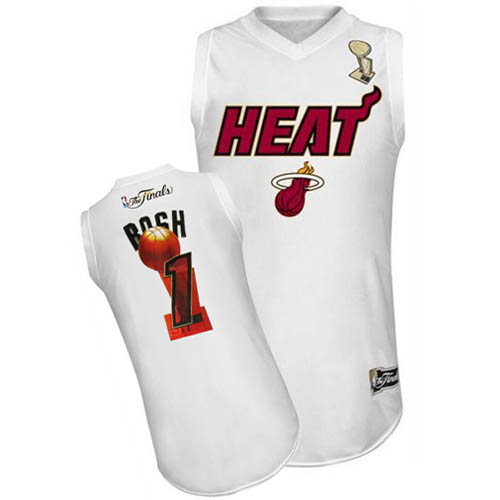 Men's Adidas Miami Heat #1 Chris Bosh Authentic White Finals NBA Jersey