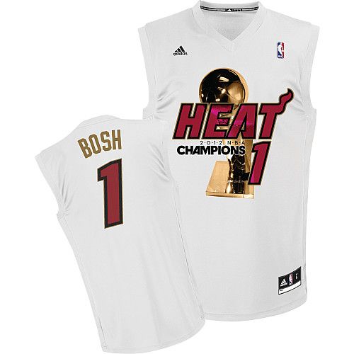 Men's Adidas Miami Heat #1 Chris Bosh Swingman White Finals Champions NBA Jersey