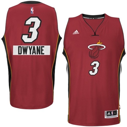 Men's Adidas Miami Heat #3 Dwyane Wade Authentic Red 2014-15 Christmas Day NBA Jersey