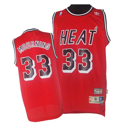 Men's Adidas Miami Heat #33 Alonzo Mourning Authentic Red Throwback NBA Jersey