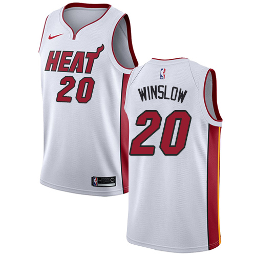 Men's Adidas Miami Heat #20 Justise Winslow Authentic White Home NBA Jersey