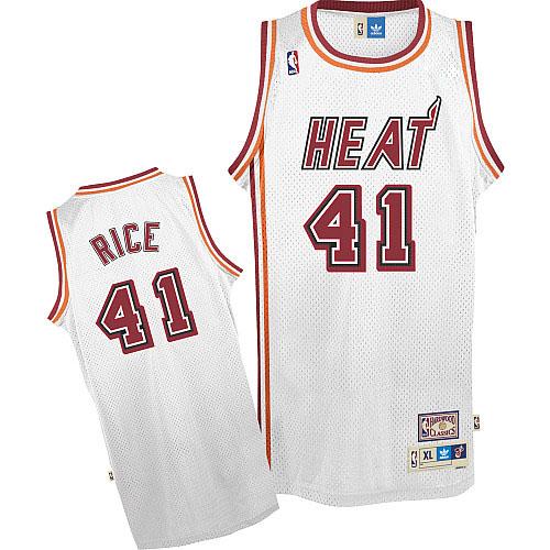 Men's Adidas Miami Heat #41 Glen Rice Authentic White Throwback NBA Jersey