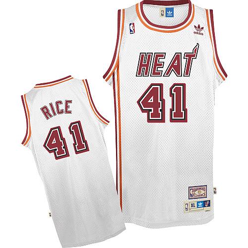Men's Adidas Miami Heat #41 Glen Rice Swingman White Throwback NBA Jersey