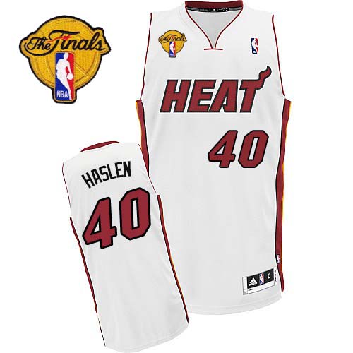 Men's Adidas Miami Heat #40 Udonis Haslem Swingman White Home Finals Patch NBA Jersey