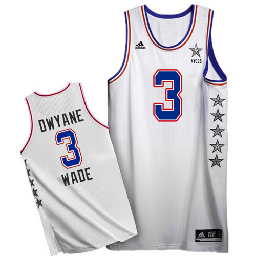 Men's Adidas Miami Heat #3 Dwyane Wade Authentic White 2015 All Star NBA Jersey