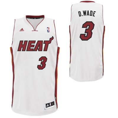 Men's Adidas Miami Heat #3 Dwyane Wade Authentic White Nickname D.WADE NBA Jersey