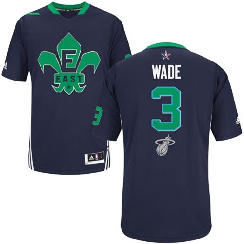 Men's Adidas Miami Heat #3 Dwyane Wade Authentic Navy Blue 2014 All Star NBA Jersey