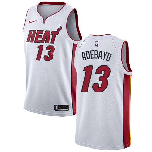 Men's Adidas Miami Heat #13 Edrice Adebayo Authentic White Home NBA Jersey